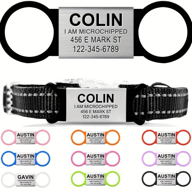 Personalized Silent Slide On Pet ID Tag with Elastic Band