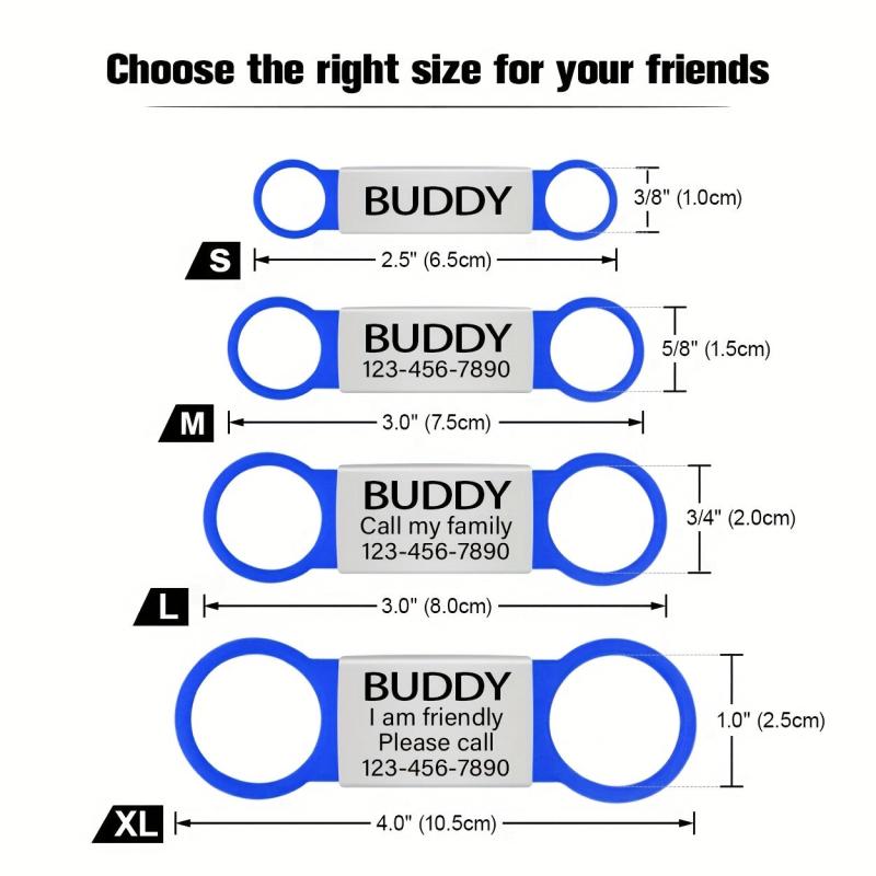 Personalized Silent Slide On Pet ID Tag with Elastic Band