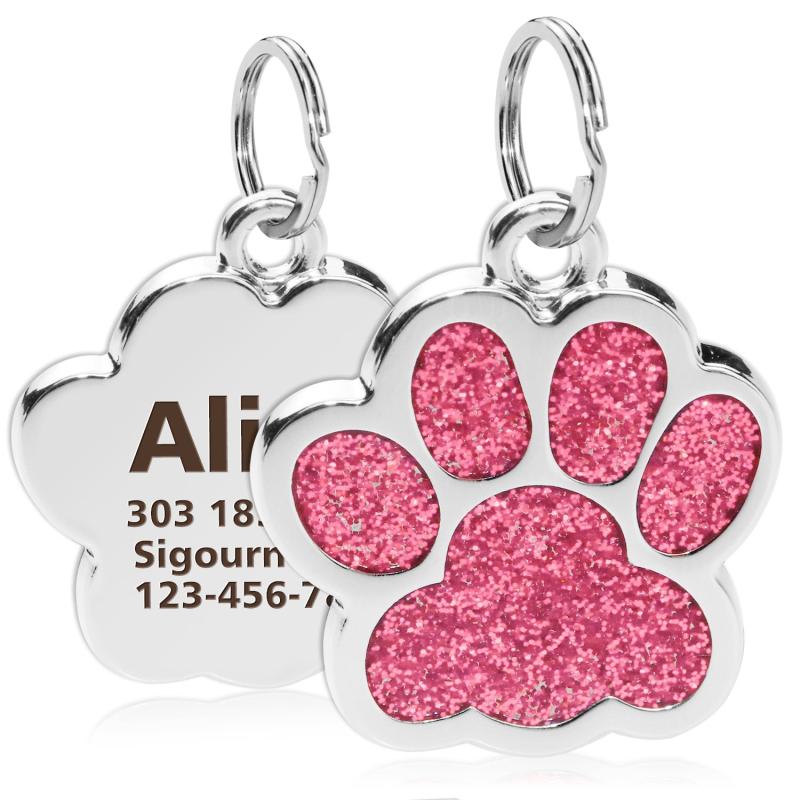Personalized Pet ID Tags Engraved Name Phone Number and Address Paw Shape
