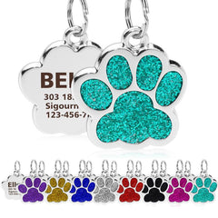 Personalized Pet ID Tags Engraved Name Phone Number and Address Paw Shape