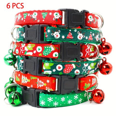 6pcs Christmas Dog Collar Adjustable Buckle Pet Supplies