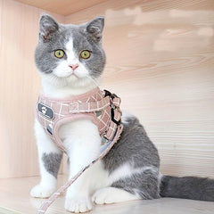 Adjustable Soft Mesh Cat Harness and Leash Set