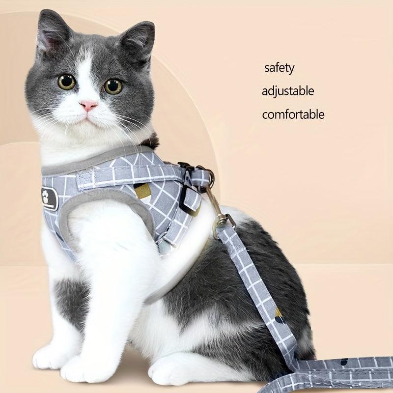 Adjustable Soft Mesh Cat Harness and Leash Set