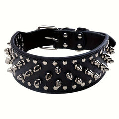 Adjustable Punk Style Rivet Leather Collar For Dogs