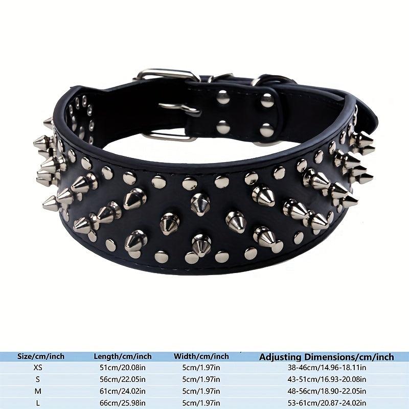 Adjustable Punk Style Rivet Leather Collar For Dogs
