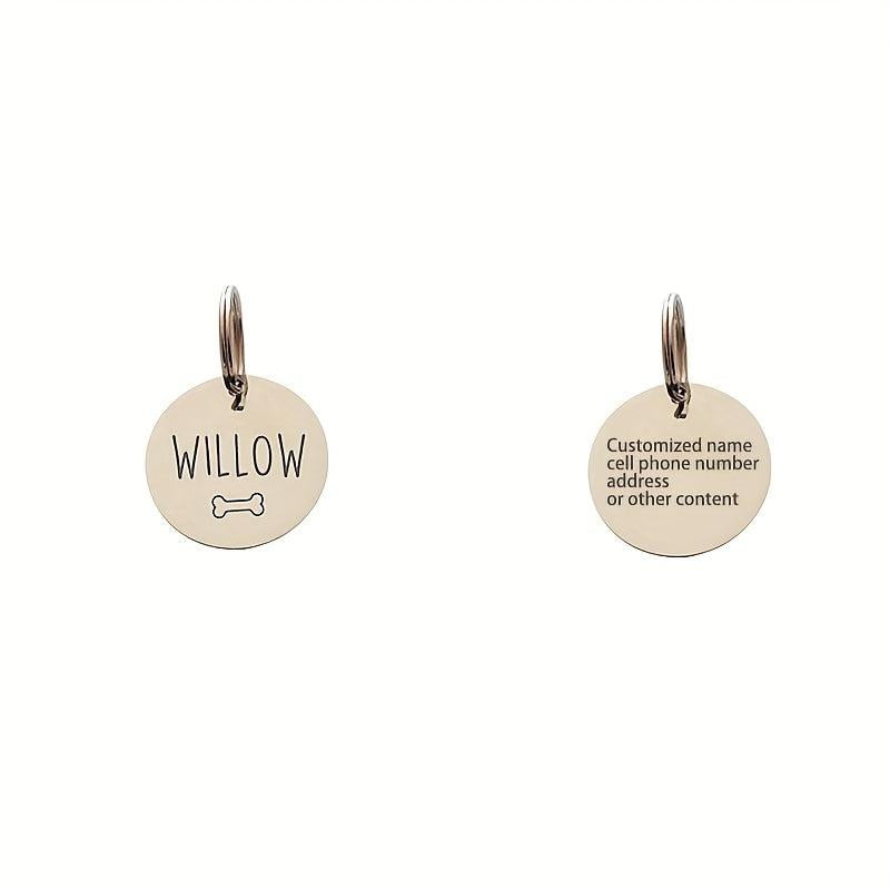 Personalized Dog/Cat Tag Engraved Round Collar Pendant