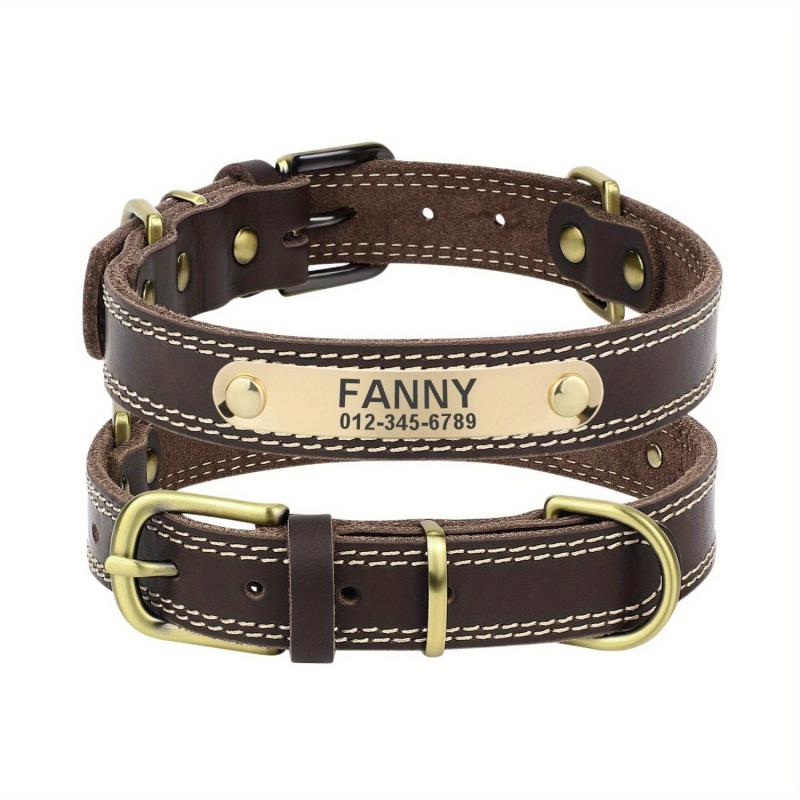 Personalized Leather Dog Collar for Small, Medium, Large Dogs