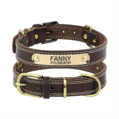 Personalized Leather Dog Collar for Small, Medium, Large Dogs