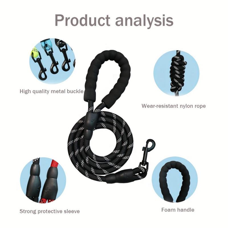 Reflective Padded Handle Pet Leash for Small Medium Dogs