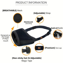Soft Mesh Pet Muzzle Adjustable Anti Biting Safe Comfortable