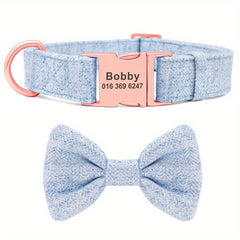 Rose Golden Bowtie Dog Collar Soft & Comfy Adjustable Nylon Collar