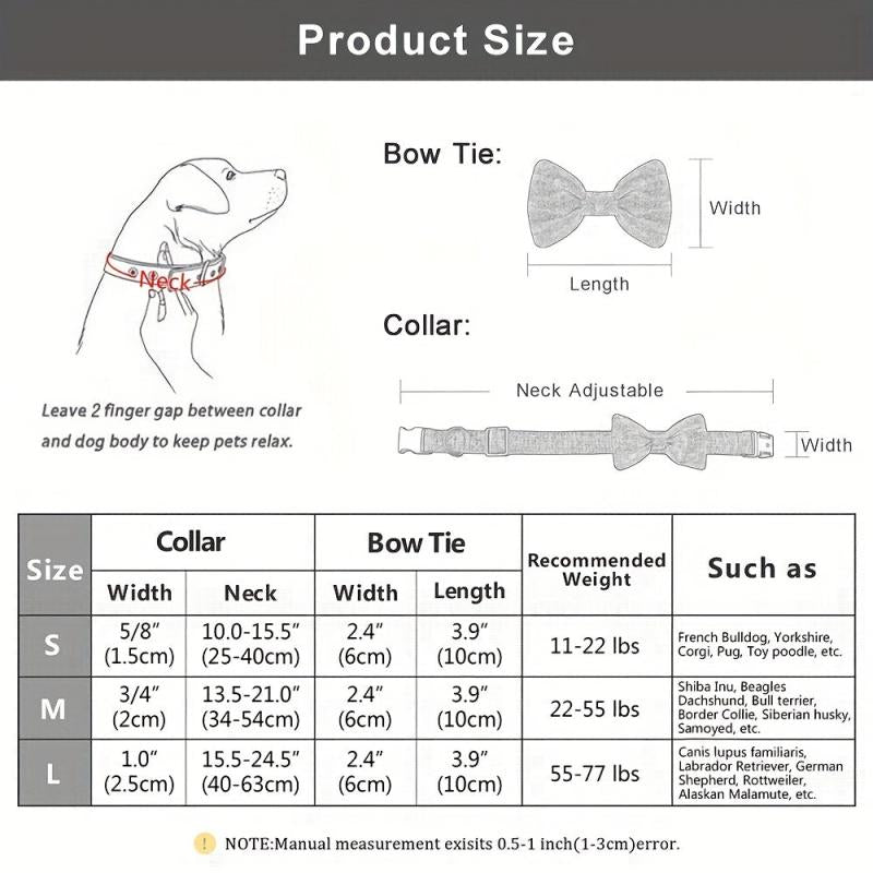 Rose Golden Bowtie Dog Collar Soft & Comfy Adjustable Nylon Collar