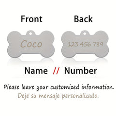 Personalized Bone Shaped Pet ID Tag - Engraved Dog Tag