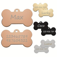 Personalized Bone Shaped Pet ID Tag - Engraved Dog Tag