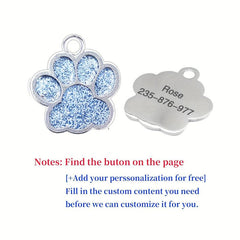 Personalized Engraved Paw Pet ID Tag - Customized Anti-Lost Dog Tag