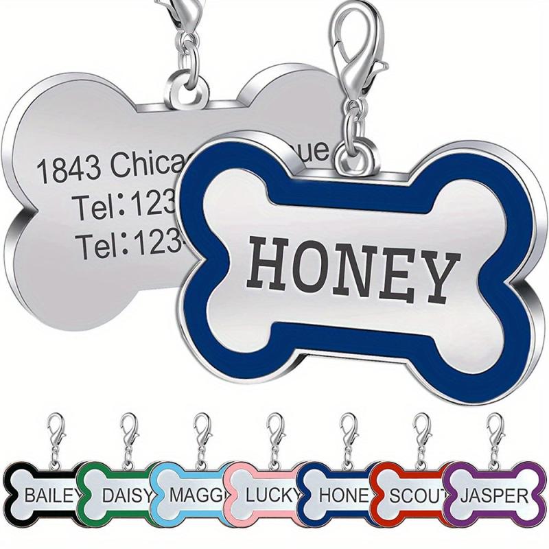 Engraved Bone Shape Pet Tags - Custom Collar Pendant