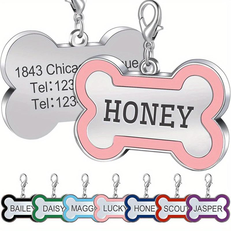 Engraved Bone Shape Pet Tags - Custom Collar Pendant