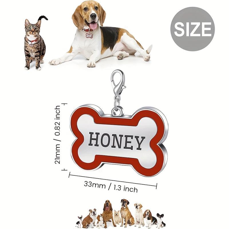 Engraved Bone Shape Pet Tags - Custom Collar Pendant
