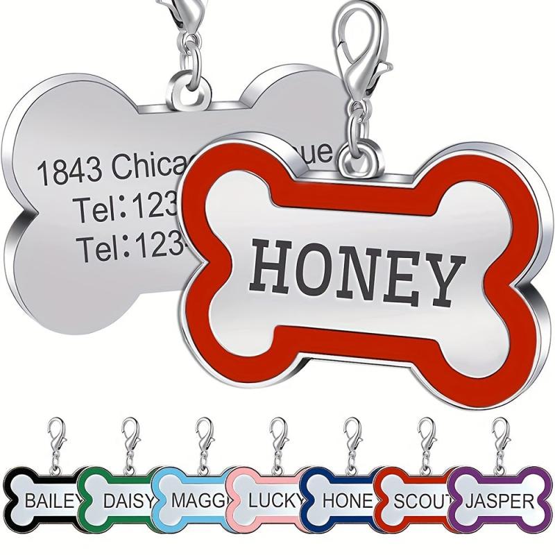 Engraved Bone Shape Pet Tags - Custom Collar Pendant