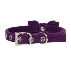 Velvet Leather Bow Collar w/ Bell for Pets