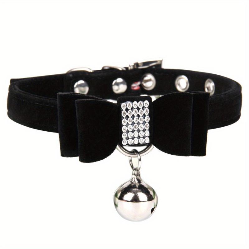 Velvet Leather Bow Collar w/ Bell for Pets