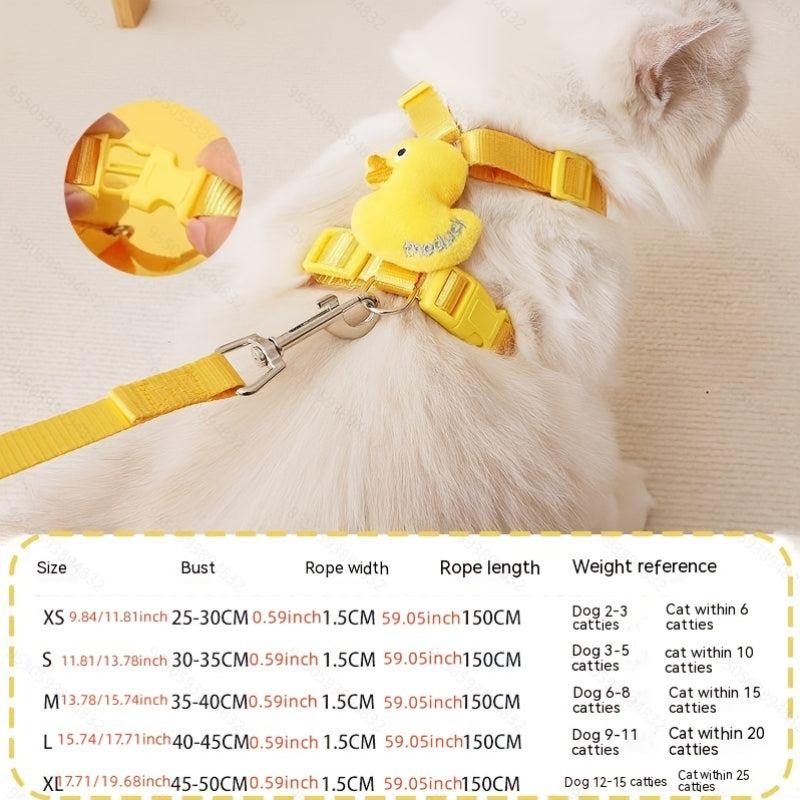 Breathable Small Dog Harness Vest Yellow Duck Adjustable Cat Vehicle Harness