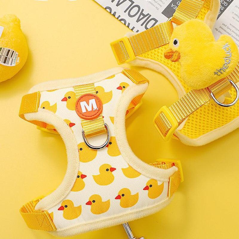 Breathable Small Dog Harness Vest Yellow Duck Adjustable Cat Vehicle Harness