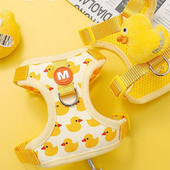 Breathable Small Dog Harness Vest Yellow Duck Adjustable Cat Vehicle Harness