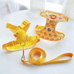 Breathable Small Dog Harness Vest Yellow Duck Adjustable Cat Vehicle Harness