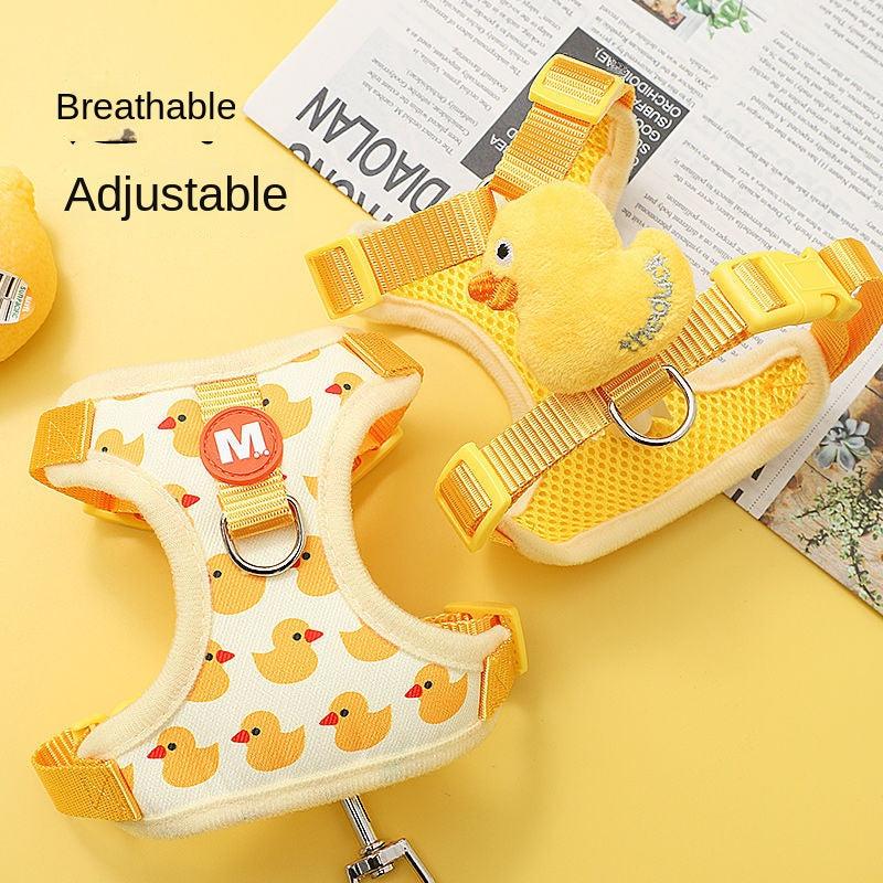 Breathable Small Dog Harness Vest Yellow Duck Adjustable Cat Vehicle Harness