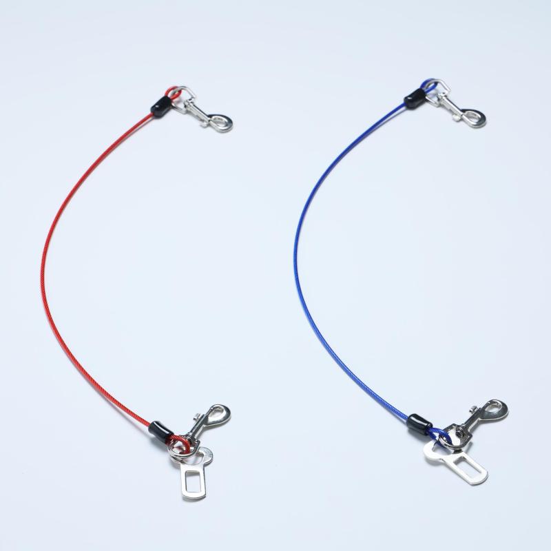 Dog Seat Belt Harness For Car 2pcs Coated Wire Leash Safety Restraint