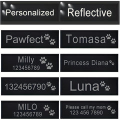 Personalized Reflective Paw Pattern Dog Harness Leather Label