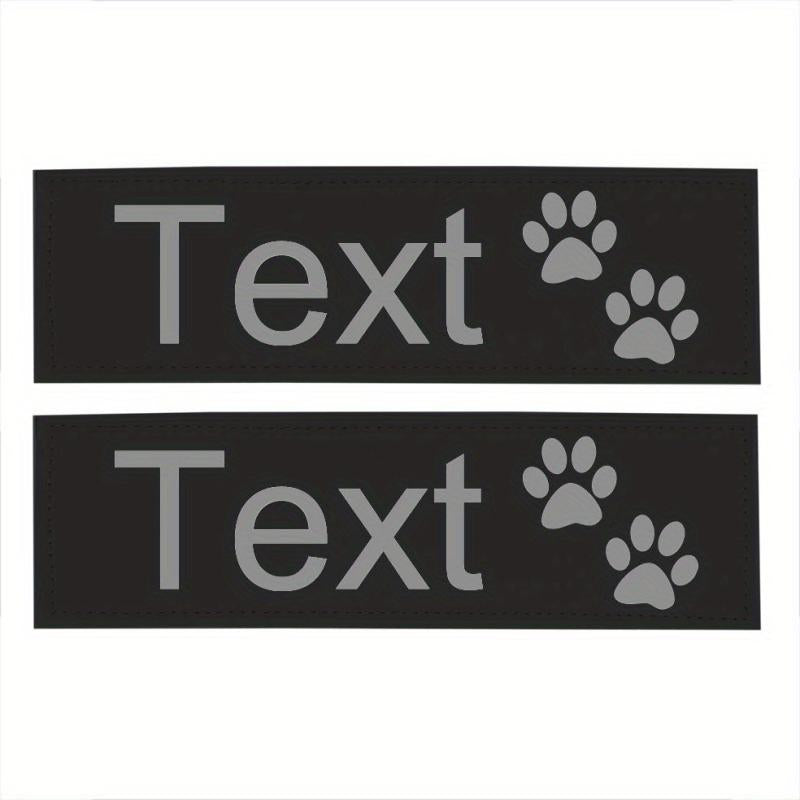 Personalized Reflective Paw Pattern Dog Harness Leather Label