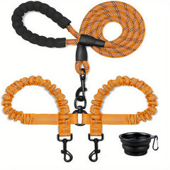 Dual Dog Leash with Shock Absorber & 360 Swivel