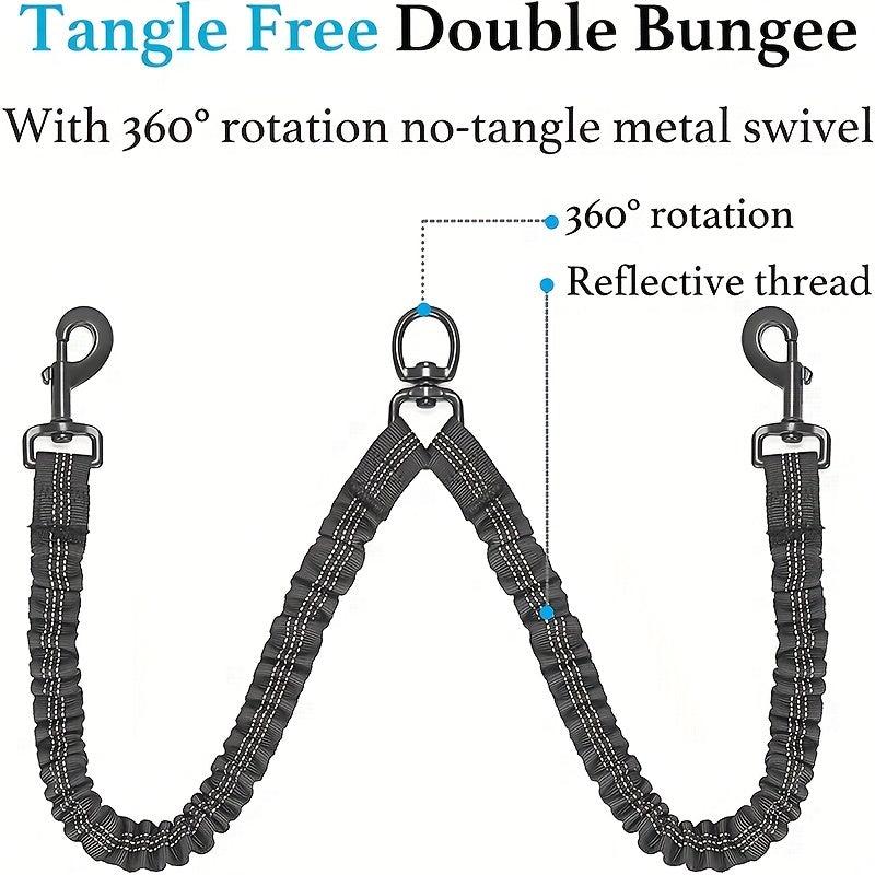 Dual Dog Leash with Shock Absorber & 360 Swivel