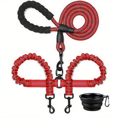 Dual Dog Leash with Shock Absorber & 360 Swivel