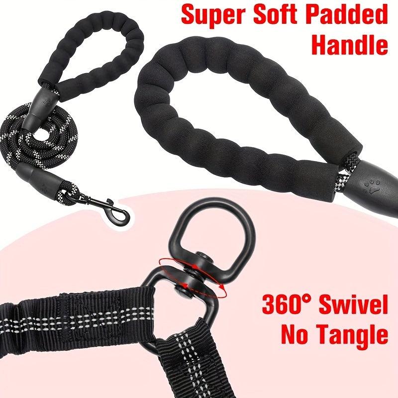 Dual Dog Leash with Shock Absorber & 360 Swivel
