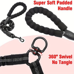 Dual Dog Leash with Shock Absorber & 360 Swivel