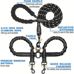 Dual Dog Leash with Shock Absorber & 360 Swivel