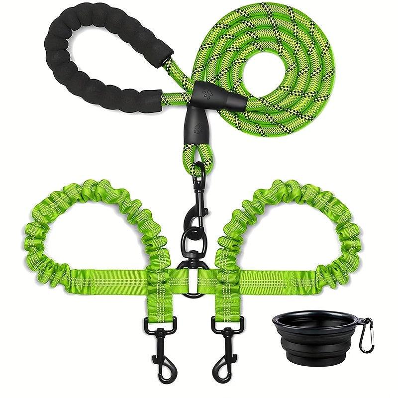 Dual Dog Leash with Shock Absorber & 360 Swivel