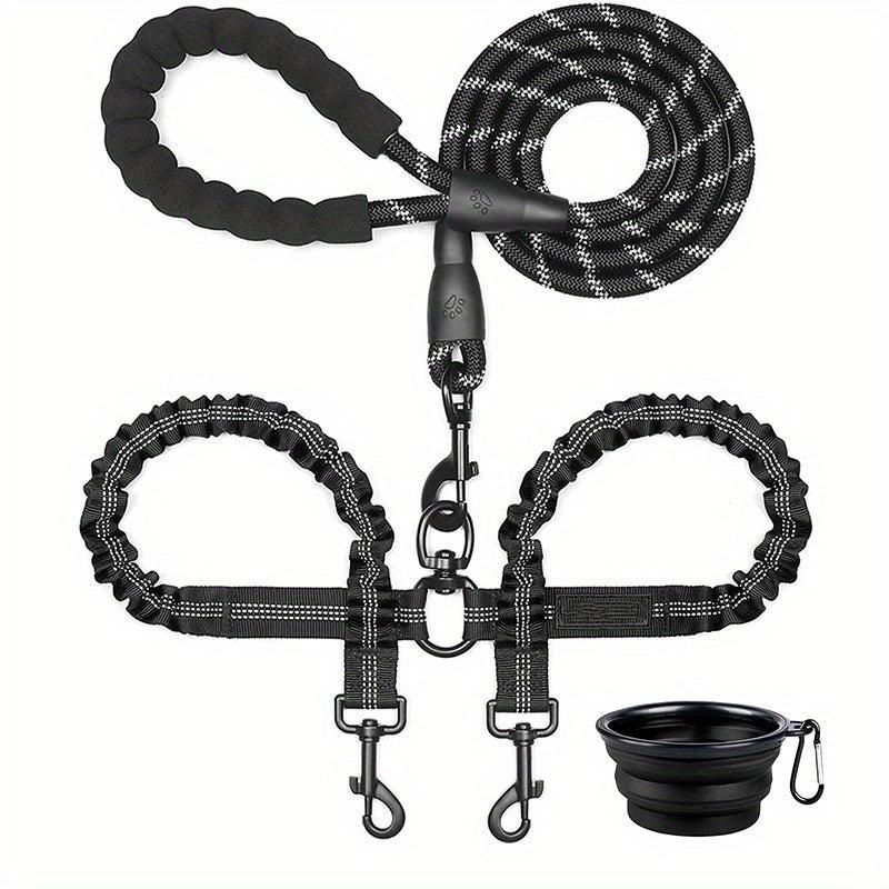 Dual Dog Leash with Shock Absorber & 360 Swivel