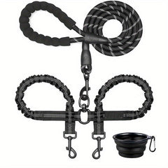 Dual Dog Leash with Shock Absorber & 360 Swivel