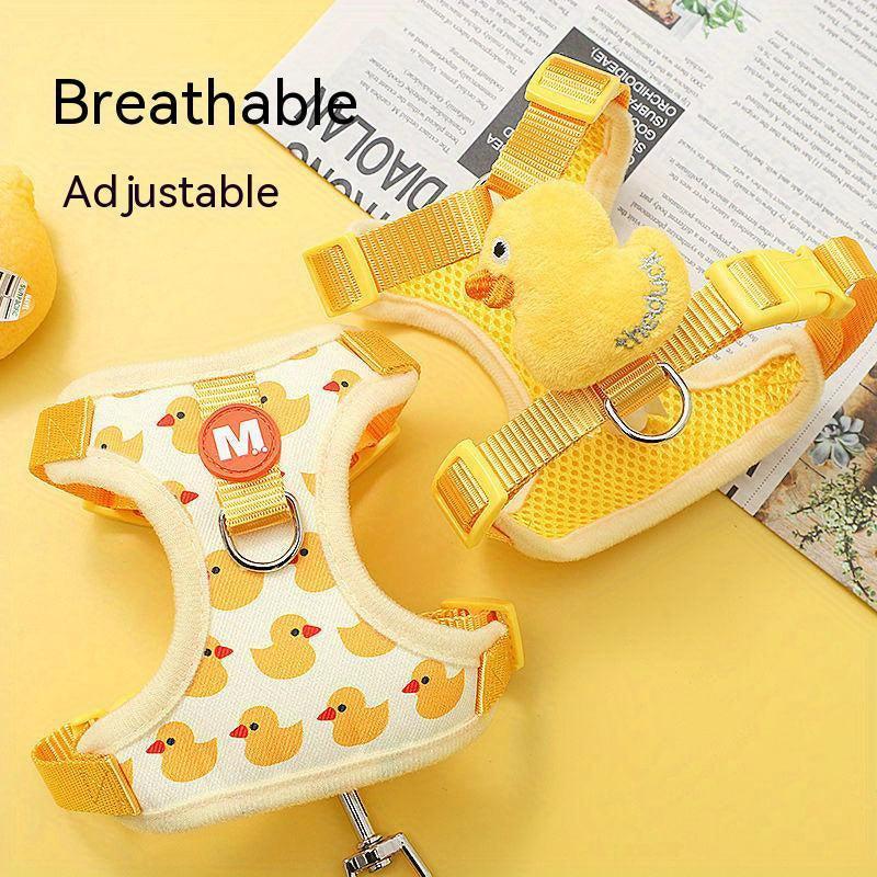 Yellow Duck Cat Harness Vest Breathable Adjustable