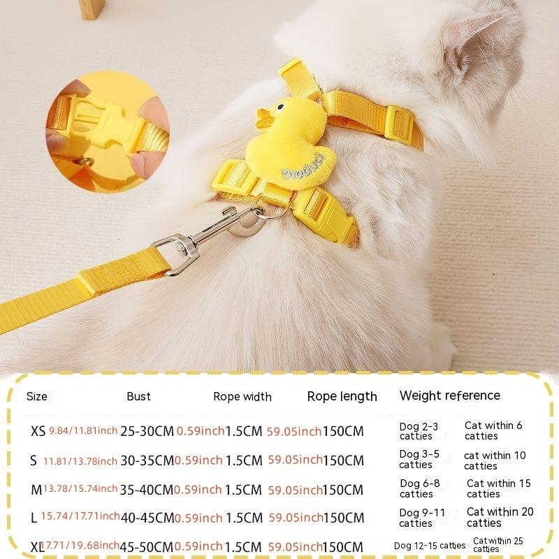 Yellow Duck Cat Harness Vest Breathable Adjustable