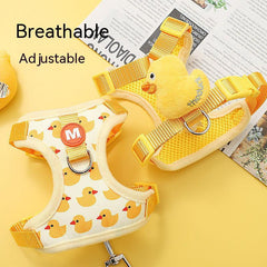 Yellow Duck Cat Harness Vest Breathable Adjustable