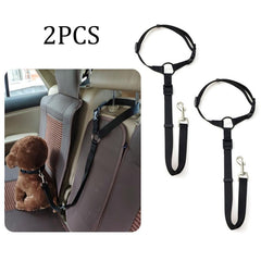 2pcs Dog Car Seat Belt Safety Rope Headrest Leash for Small Medium Dogs
