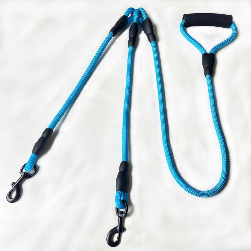 Heavy Duty 2-Way Dog Leash No Tangle Detachable 360 Swivel Device
