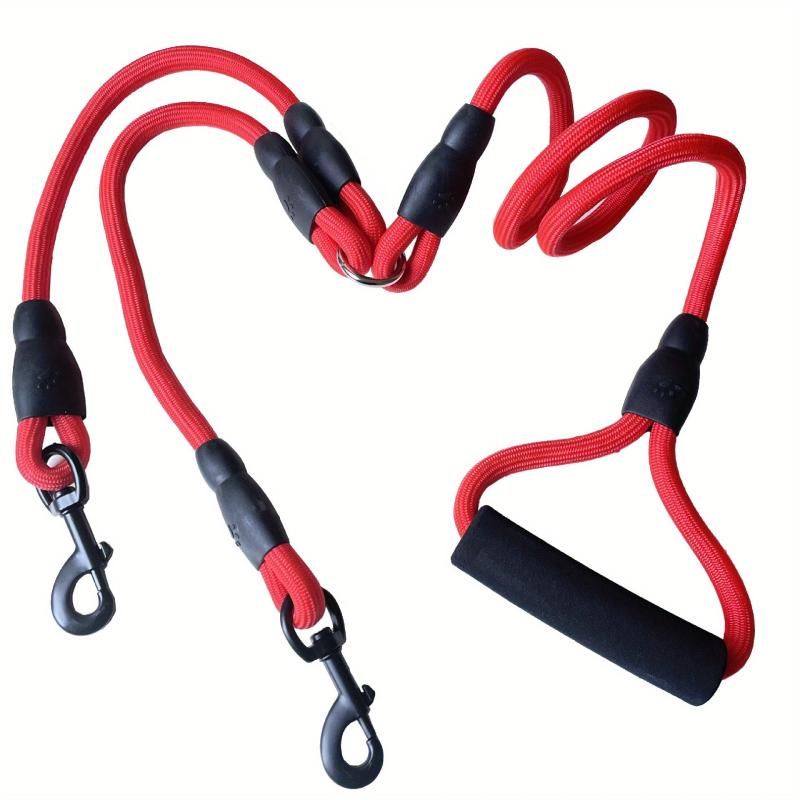 Heavy Duty 2-Way Dog Leash No Tangle Detachable 360 Swivel Device