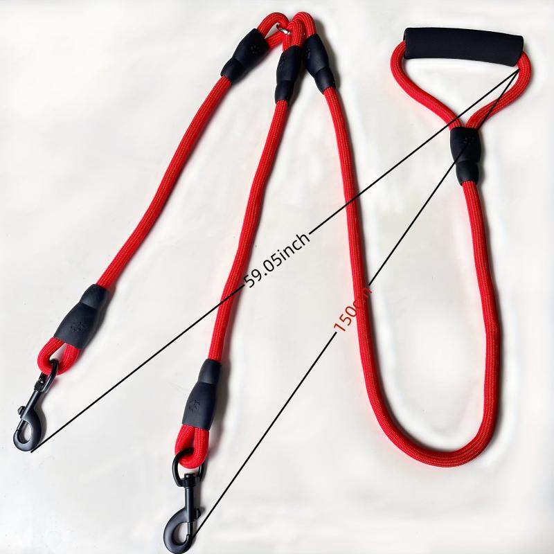 Heavy Duty 2-Way Dog Leash No Tangle Detachable 360 Swivel Device