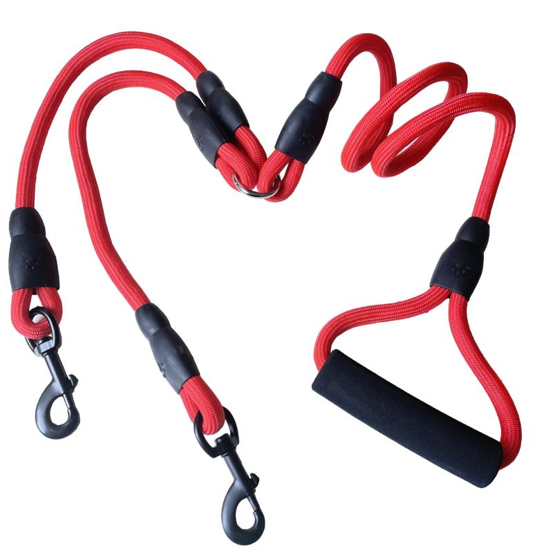 Heavy Duty 2-Way Dog Leash No Tangle Detachable 360 Swivel Device
